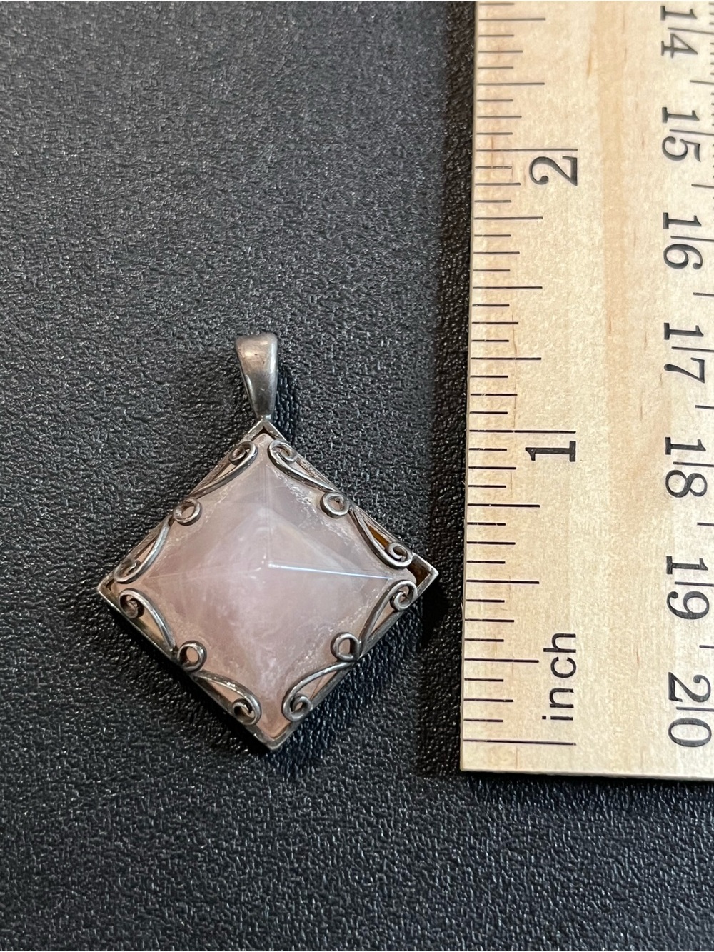 Rose Quartz Sterling Silver Pendant   Beautiful ornate bezel. 925.